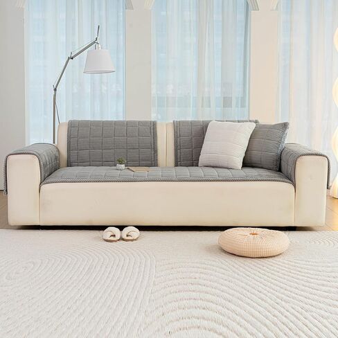 Dog Couch Cover for Sofas, Pet Couch Cover Washable, Funny Fuzzy Plush Sofa Covers for Dogs, Non Slip Sofa Covers, Sofa Pad Furniture Protector for L Shaped(1PC, Light Grey, 27.5"x 82.7") in Saudi Arabia