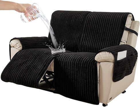 HAOMAIJIA Waterproof Recliner Couch Cover Non-Slip Reclining Couch Covers Faux Fur Soft Thick Washable Recliner Sofa Covers 3 Seater Furniture Protector with Elastic for Dogs pet (Brown, 3 Seater) in Saudi Arabia