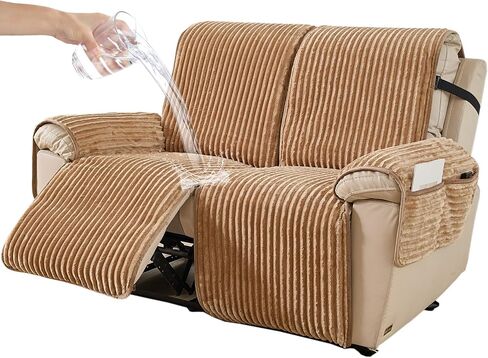 HAOMAIJIA Waterproof Recliner Couch Cover Non-Slip Reclining Couch Covers Faux Fur Soft Thick Washable Recliner Sofa Covers 3 Seater Furniture Protector with Elastic for Dogs pet (Brown, 3 Seater) in Saudi Arabia