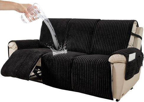 HAOMAIJIA Waterproof Recliner Couch Cover Non-Slip Reclining Couch Covers Faux Fur Soft Thick Washable Recliner Sofa Covers 3 Seater Furniture Protector with Elastic for Dogs pet (Brown, 3 Seater) in Saudi Arabia