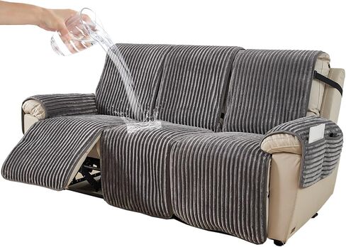 HAOMAIJIA Waterproof Recliner Couch Cover Non-Slip Reclining Couch Covers Faux Fur Soft Thick Washable Recliner Sofa Covers 3 Seater Furniture Protector with Elastic for Dogs pet (Brown, 3 Seater) in Saudi Arabia