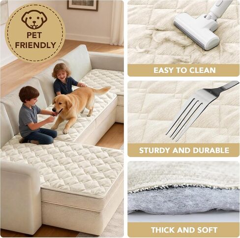 H.VERSAILTEX غطاء أريكة شانيل للكلاب، أغطية كراسي ناعمة وقابلة للغسل لغرفة المعيشة، غطاء أريكة مقسم سميك للحيوانات الأليفة، غطاء سرير للكلاب غير قابل للانزلاق (عاجي، 28 بوصة × 34 بوصة) in Kuwait