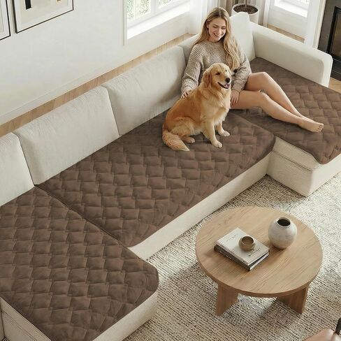 H.VERSAILTEX غطاء أريكة شانيل للكلاب، أغطية كراسي ناعمة وقابلة للغسل لغرفة المعيشة، غطاء أريكة مقسم سميك للحيوانات الأليفة، غطاء سرير للكلاب غير قابل للانزلاق (عاجي، 28 بوصة × 34 بوصة) in Kuwait
