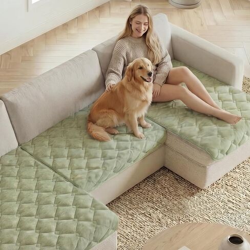H.VERSAILTEX غطاء أريكة شانيل للكلاب، أغطية كراسي ناعمة وقابلة للغسل لغرفة المعيشة، غطاء أريكة مقسم سميك للحيوانات الأليفة، غطاء سرير للكلاب غير قابل للانزلاق (عاجي، 28 بوصة × 34 بوصة) in Kuwait