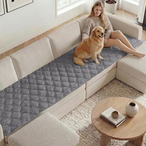 H.VERSAILTEX غطاء أريكة شانيل للكلاب، أغطية كراسي ناعمة وقابلة للغسل لغرفة المعيشة، غطاء أريكة مقسم سميك للحيوانات الأليفة، غطاء سرير للكلاب غير قابل للانزلاق (عاجي، 28 بوصة × 34 بوصة) in Kuwait