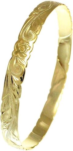 Arthur's Jewelry 925 Sterling Yellow Gold Plated Hawaiian Scroll Sea Turtle Honu 8mm Cut Out Edge Bangle Size 7-9 in Kuwait