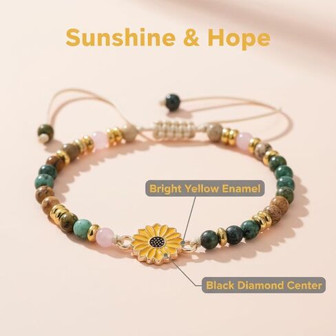 Sunflower Gifts for Women-Meaningful Encouragement Jewelry, Symbol of Positivity, Strength & Love - Birthday, Christmas & Thank You Gift for Friends, Granddaughters, Daughters & Nieces - Sunshine-Inspired Sunflower Bracelet in Saudi Arabia