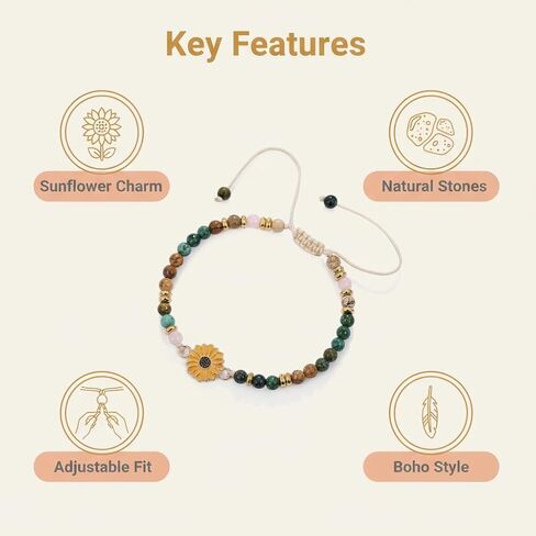 Sunflower Gifts for Women-Meaningful Encouragement Jewelry, Symbol of Positivity, Strength & Love - Birthday, Christmas & Thank You Gift for Friends, Granddaughters, Daughters & Nieces - Sunshine-Inspired Sunflower Bracelet in Saudi Arabia