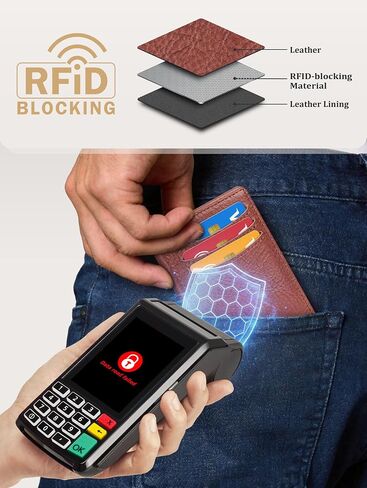 Suncat Genuine Leather Slim Wallet for Men, Magnetic Closure Front Pocket Card Holder, RFID Blocking with Money Clip, Holds 12 Cards, Gifts for Men in Saudi Arabia