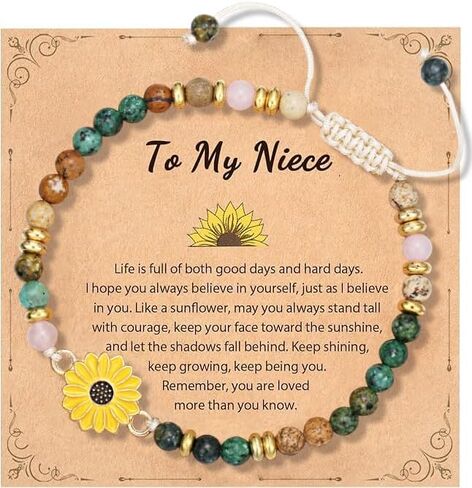 Sunflower Gifts for Women-Meaningful Encouragement Jewelry, Symbol of Positivity, Strength & Love - Birthday, Christmas & Thank You Gift for Friends, Granddaughters, Daughters & Nieces - Sunshine-Inspired Sunflower Bracelet in Saudi Arabia