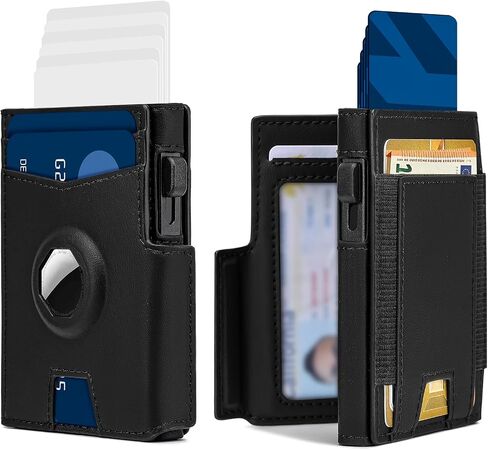 BAIGIO Airtag Wallet for Men,Pop Up Credit Card Holder, RFID Blocking Smart Bifold Wallet for 10-13 Cards with 2 ID Windows & Stretchable Cash Slot, Mens Gift, Black in Saudi Arabia