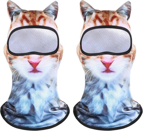 2 Pack Cat Ski Mask 3D Cat Balaclava Sheisty Face Mask with Ears Cute Animal Ski Masks Winter Outdoor Animal Hood Funny Silk Face Cover for Skiing Riding Raves Party Festivals Halloween Activities in Saudi Arabia