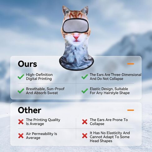 2 Pack Cat Ski Mask 3D Cat Balaclava Sheisty Face Mask with Ears Cute Animal Ski Masks Winter Outdoor Animal Hood Funny Silk Face Cover for Skiing Riding Raves Party Festivals Halloween Activities in Saudi Arabia