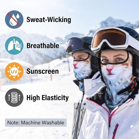 2 Pack Cat Ski Mask 3D Cat Balaclava Sheisty Face Mask with Ears Cute Animal Ski Masks Winter Outdoor Animal Hood Funny Silk Face Cover for Skiing Riding Raves Party Festivals Halloween Activities in Saudi Arabia
