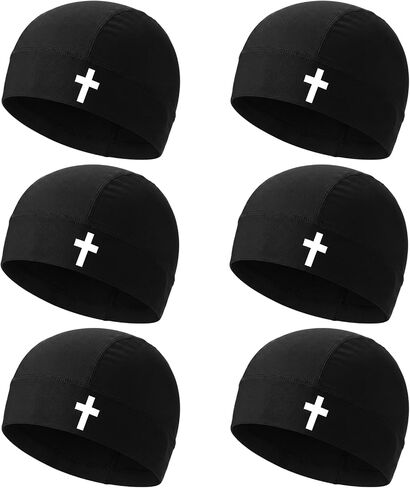 6 Pcs Cross Skull Caps for Men Motorcycle Helmet Liner Jesus Beanies Football Skull Caps for Running Cycling in Kuwait