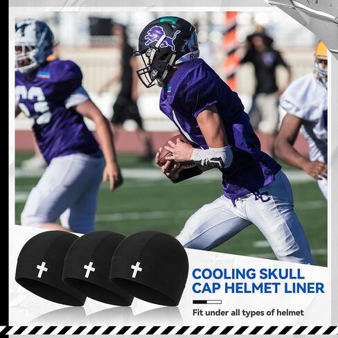 6 Pcs Cross Skull Caps for Men Motorcycle Helmet Liner Jesus Beanies Football Skull Caps for Running Cycling in Kuwait