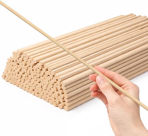 100PCS Dowel Rods 12 inch 1/4 Inch Unfinished Dowels for Crafting Wood Craft Sticks Bamboo Wood Rods in Kuwait