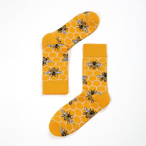 Bee Socks Men, Bumble Bee Honeycomb Crew Socks, Funny Novelty Cotton Socks for Bee Lovers, Beekeeper Gifts for Men in Kuwait