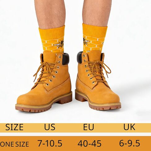 Bee Socks Men, Bumble Bee Honeycomb Crew Socks, Funny Novelty Cotton Socks for Bee Lovers, Beekeeper Gifts for Men in Kuwait