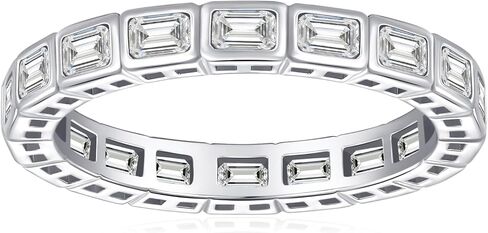 Yaresul 1.2CT Emerald Cut Moissanite Wedding Band, D Color VVSI Clarity Bezel Setting Moissanite Eternity Band, 2.4mm Width East-West, Step-cut Sparkle, Snag-Free Stackable Anniversary Band Size 5-9 in Saudi Arabia