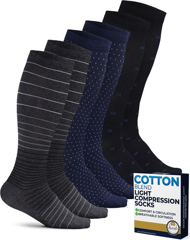 Pembrook Cotton Light Compression Socks for Women & Men - 3 Pairs | 8-15 mmHg Comfort Compression Socks for Men & Women in Saudi Arabia