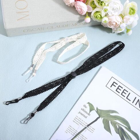 2 PCS Hat Straps for Wind, Adjustable Lace Hats Chin Strap for Women, Sun Hat Chin Cord Replacement Rope Hats for Beach Outdoor Activities Golfing Fishing Boatin Black, Beige in Kuwait