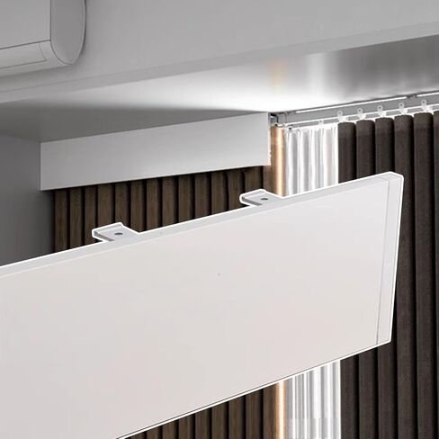 No-Track Blackout Curtain Pelmet Box - White Ceiling Cornice Boards for Sunlight Blocking, Aluminum Rod Cover for Living Room Windows (14cm, 1.3m/4.3ft) in Kuwait