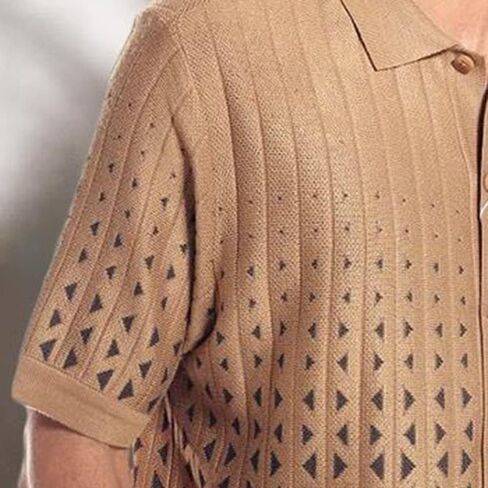 ErnZi Men's 2 Piece Outfit Criss-Cross Pattern Walking Suit Short Sleeve Set with Long Pants Button Beach Casual in Kuwait