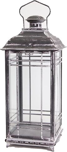 Set of 3 Mission Style White and Graphite Grey Candle Lanterns - 14-17-20 Inch - Melrose, Gray and White in Kuwait