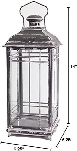Set of 3 Mission Style White and Graphite Grey Candle Lanterns - 14-17-20 Inch - Melrose, Gray and White in Kuwait