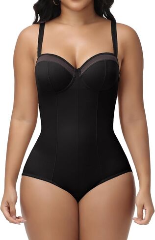 SHAPESHE Corset Bodysuit Tops for Women Tummy Control Shapewear V Neck Body Shaper Side Zipper Easy On Going Out Outfits in Saudi Arabia