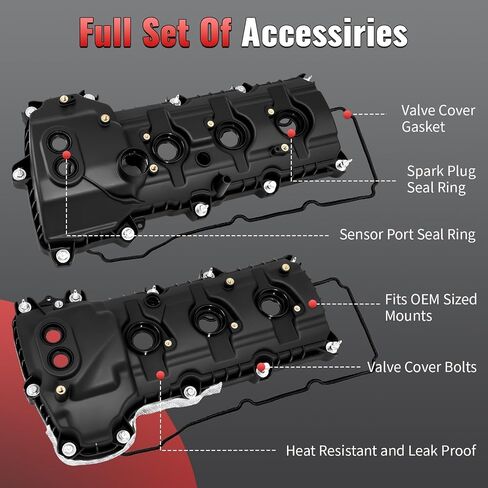 Engine Valve Covers Set Left&Right Compatible with Ford, Mustang & Lincoln - Explorer 2011-2019, F150 2011-2012, Edge MKX 2011 Naturally Aspirated Non-Turbo 3.5L 3.7L V6 Replaces BR3Z6582U BR3Z6582R in Saudi Arabia