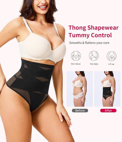 Gotoly Thong Shapewear Tummy Control for Women High Waist Seamless Body Shaper Panties Stomach Shapewear Thong in Saudi Arabia