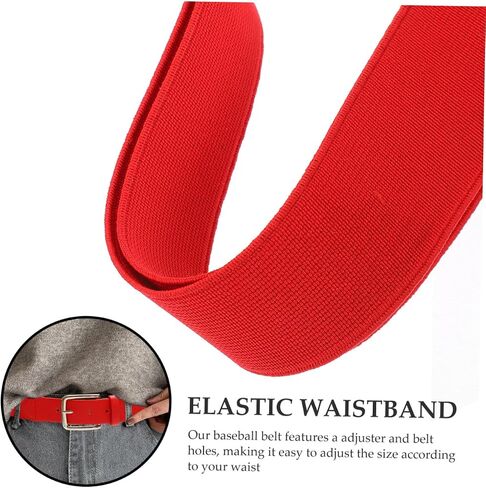 PartyKindom Stretch Baseball Belt for Men and Youth Elastic Softball Belt with Adjustable Fit Red Faux Leather for Outdoor Baseball and Football Uniforms in Kuwait