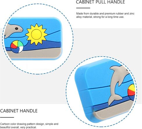 4pcs Cartoon Printed Rubber Cupboard Pull Handles Single Hole Drawer and Cabinet Door Knobs Furniture Accessory Blue for ’ Room Cabinet Decoration in Kuwait