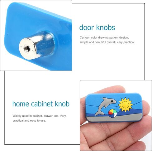 4pcs Cartoon Printed Rubber Cupboard Pull Handles Single Hole Drawer and Cabinet Door Knobs Furniture Accessory Blue for ’ Room Cabinet Decoration in Kuwait