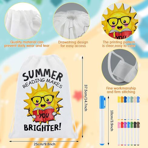 24 Pcs Color Your Own Butterfly Drawstring Bags Crafts for Kids Coloring Goodie Bags with Markers Non Woven Backpack DIY Crafts Classroom Butterfly Birthday Party Supplies Favor in Kuwait