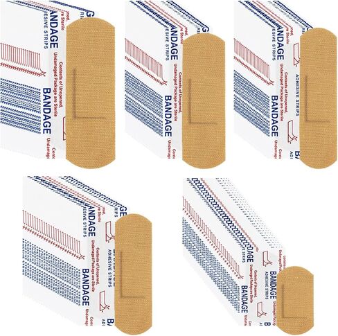 150pcs Adhesive Fabric Bandages Bulk 5 Sizes Flexible Breathable Bandages for First Aid Skin Wound Protection Care in Kuwait