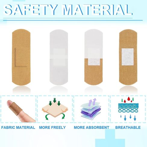 150pcs Adhesive Fabric Bandages Bulk 5 Sizes Flexible Breathable Bandages for First Aid Skin Wound Protection Care in Kuwait