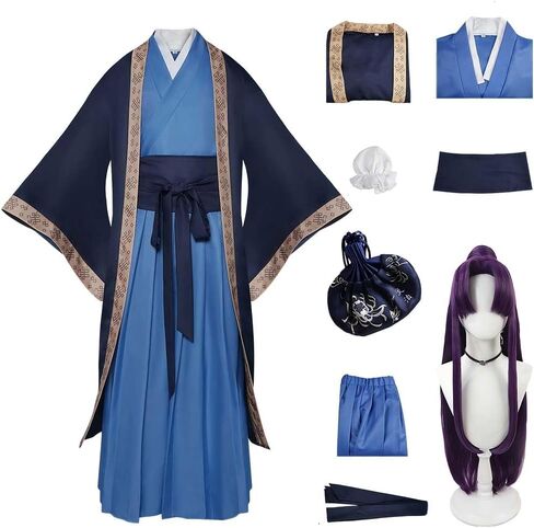 Costume Outfit With Sachet and Purple Long Wig Halloween Uniform Full Set in Saudi Arabia