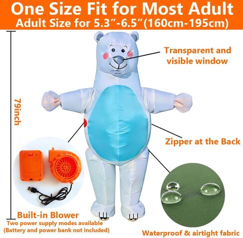 Inflatable Bear Costume for Adults, Lightweight Blow Up Full Body Jumpsuit Cosplay Costume, Funny Air Inflatable Suit for Halloween Carnival Parade Festival Christmas and Role Play Party Dress Up in Saudi Arabia