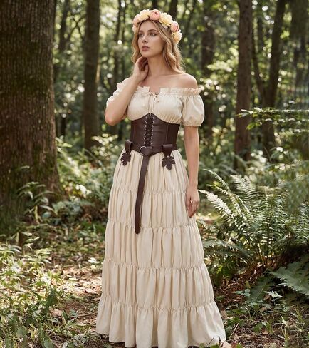 6 Pcs Renaissance Costume Women Medieval Dress for Women Cottagecore Dress Peasant Dress in Saudi Arabia