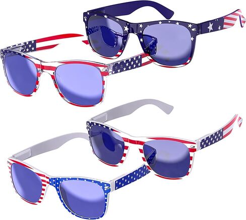 4 Pairs American Flag Sunglasses, 4th of July Accessories for Women Men Teens, Patriotic Party Favors Supplies Costume Dress-up & Pretend Play, Independence Day Memorial Day Veterans Day Eyewear in Saudi Arabia