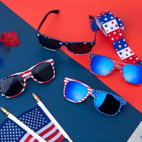 4 Pairs American Flag Sunglasses, 4th of July Accessories for Women Men Teens, Patriotic Party Favors Supplies Costume Dress-up & Pretend Play, Independence Day Memorial Day Veterans Day Eyewear in Saudi Arabia