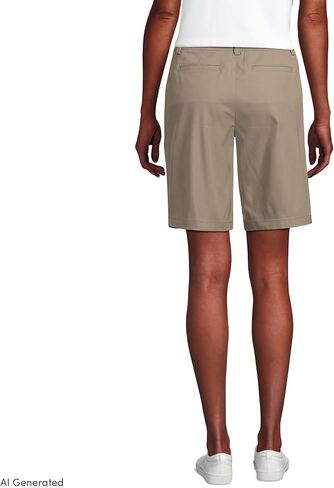 Lands' End Women's Active Performance 9" Chino Shorts 10 Khaki in Kuwait