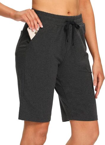 EZRUN Womens Bermuda Shorts Summer Sweat Shorts with Deep Pockets Cotton Shorts for Women Gym Workout in Saudi Arabia