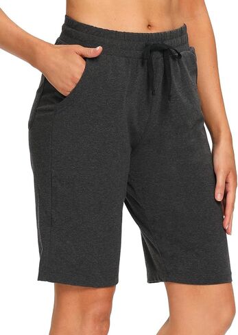 EZRUN Womens Bermuda Shorts Summer Sweat Shorts with Deep Pockets Cotton Shorts for Women Gym Workout in Saudi Arabia