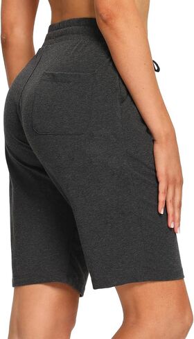 EZRUN Womens Bermuda Shorts Summer Sweat Shorts with Deep Pockets Cotton Shorts for Women Gym Workout in Saudi Arabia