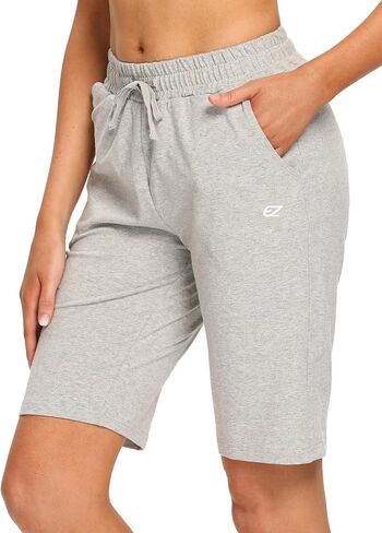 EZRUN Womens Bermuda Shorts Summer Sweat Shorts with Deep Pockets Cotton Shorts for Women Gym Workout in Saudi Arabia