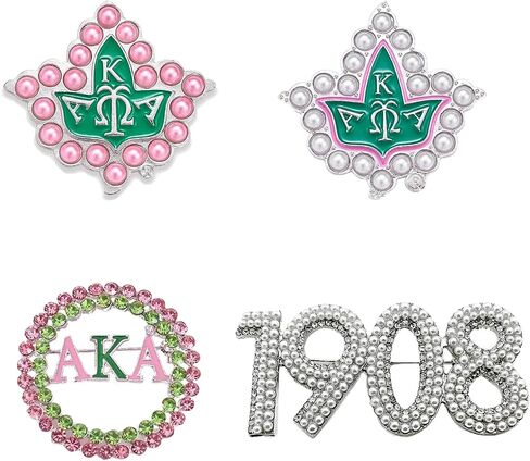 5 Pcs Paraphernalia Sorority Gifts Brooch Pin Rhinestone Greek Sorority Brooch Pin Pink Green Crystal Lapel Pin for Sisters Ladies Graduation in Kuwait